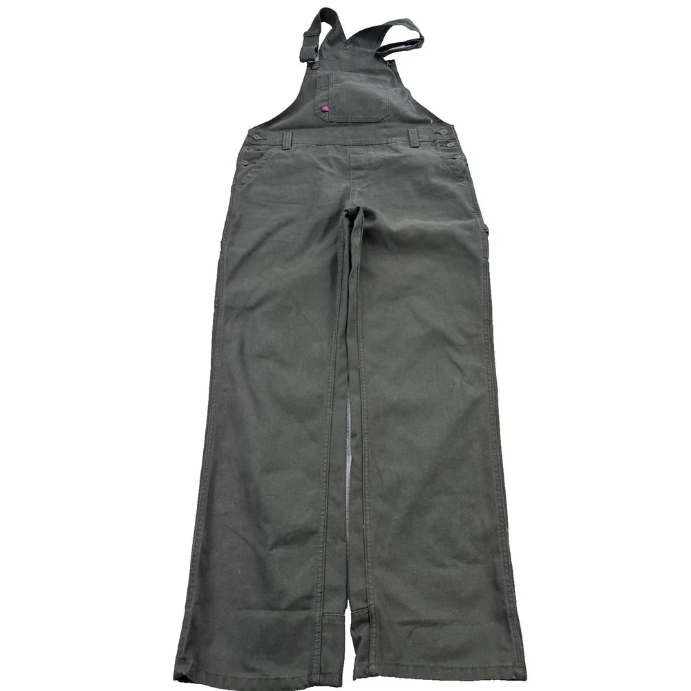 Dickies Bib Overalls Women M Mil Green Straight Duck Denim 36x32 Work Utility